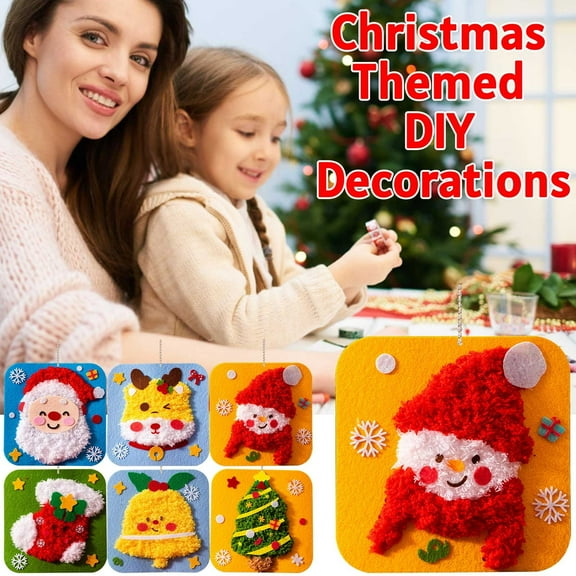OEFNTAC DIY Christmas Threading Kit Non-woven Material Music Painting Handmade Kid Sewing Gift Art Craft Creative Holiday Present Activity Children Learning Set