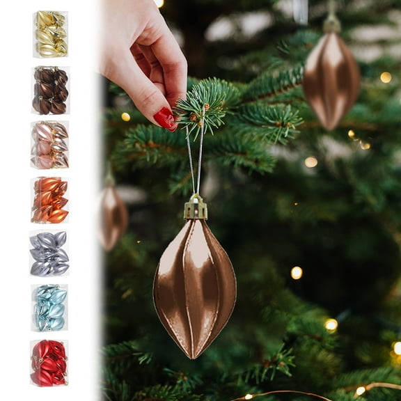 OEFNTAC Decorations 12PC Electroplated Plastic Popcorn Shape Christmas Tree Ornament Hanging Piece Plated Fade-Resistant Unique Design Festive Home Scene Decor 2.9x1.77in Xmas Decorations
