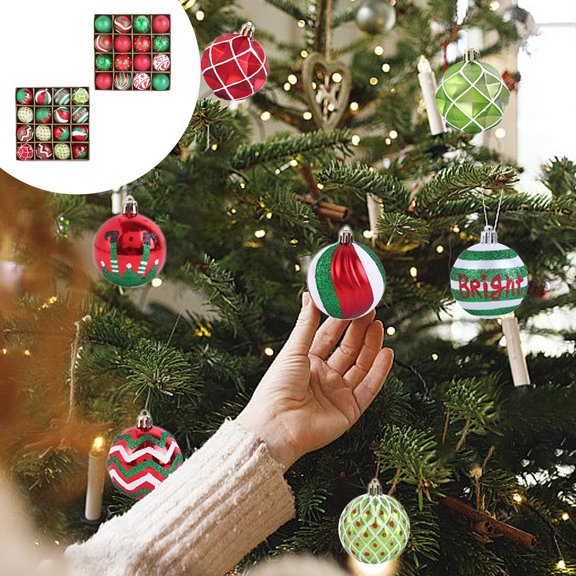 OEFNTAC Decorations 16PC Painted Christmas Balls Accessories Plastic Tree Window Small Pendant Holiday Scene Shatterproof Multicolor Table 6cm