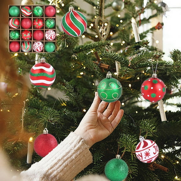 OEFNTAC Decorations 16PC Painted Christmas Balls Accessories Plastic Tree Window Small Pendant Holiday Scene Shatterproof Multicolor Table 6cm