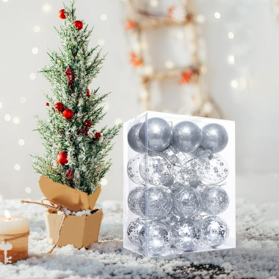 OEFNTAC Decorations 24PC PET Transparent Ball Christmas Tree Ornaments Colorful Plastic Hanging Round Bauble Holiday Decor Easy Hang Reusable 2.36in Party Decor