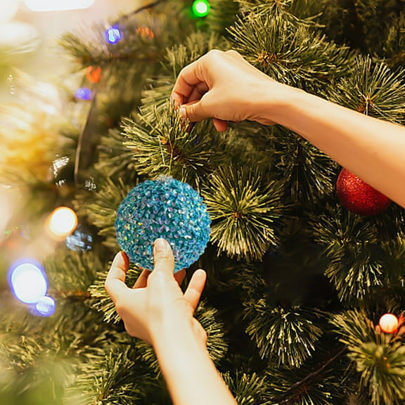 OEFNTAC Decorations 4PC Christmas Balls Shatterproof Ornaments Hanging Tree Holiday Wedding Party Mardi Gras 3.14in Plastic Halloween Yard Decorations