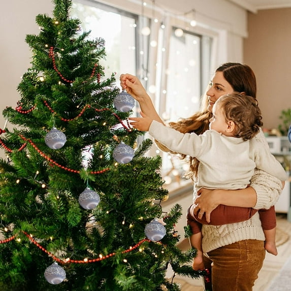 OEFNTAC Decorations 6PC Antique Christmas Ball Set 3.15in PVC Hanging Tree Decoration Glossy Matte Glitter Multicolor Festive Holiday Gift Box Ornament Christmas Gifts