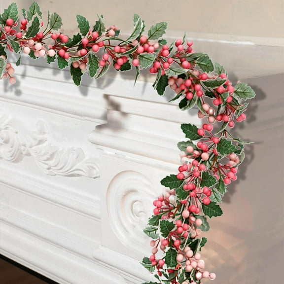 OEFNTAC Decorations Christmas Artificial Decorative Rattan Garland Red Berry Faux Hanging 78.7in Indoor Outdoor Holiday Decor Christmas Tree Decorations