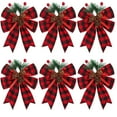 thumbnail image 1 of OEFNTAC Decorations Christmas Bowknot Set 6pcs Velvet Ribbon Handmade Tree Decoration Plaid Pattern Gift Box Holiday DIY Bow 5.9x5.1in Xmas Decor, 1 of 5