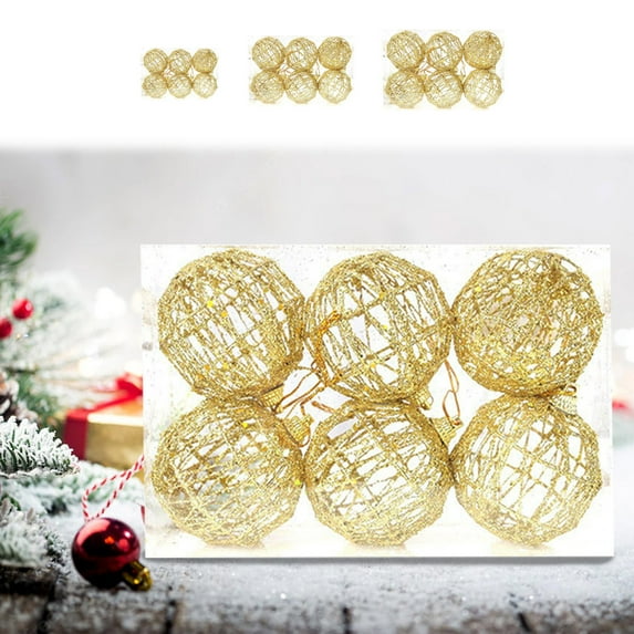 OEFNTAC Decorations Christmas Decoration Balls Gold Powder Hollow Ball Tree Pendant Ornament Festive Holiday Hanging Decor Set 5.90in Christmas Decorations Indoor
