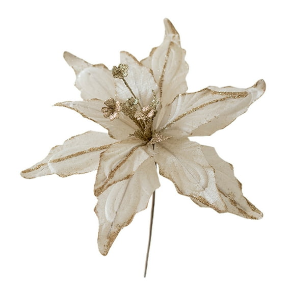 OEFNTAC Decorations Christmas Flower Decoration 28cm 3D Adhesive Powder Simulation Gold Champagne Burgundy Tree Decor Handcrafted Xmas Decorations