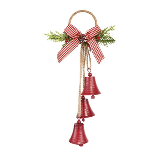 OEFNTAC Decorations Christmas Hanging Bell Decoration with Velvet Bow and Pine Cones 9.06x7.87in for Tree Scene Decor Outdoor Christmas Decorations