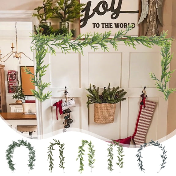 OEFNTAC Decorations Christmas Pine Garland 70.8in Green Plastic Soft Rubber Needle Decorative Strip Door Frame Fireplace Railing Holiday Decor Home Decorations