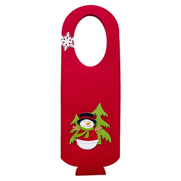 OEFNTAC Decorations Christmas Red Wine Bag Felt Handle Bottle Cover Holiday Party Gift Desktop Door Handle Ornament Santa Snowman Elk 15.74x5.51in Christmas Door Decorations