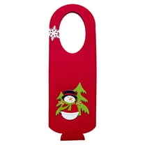 OEFNTAC Decorations Christmas Red Wine Bag Felt Handle Bottle Cover Holiday Party Gift Desktop Door Handle Ornament Santa Snowman Elk 15.74x5.51in Christmas Door Decorations