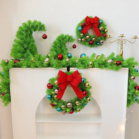 OEFNTAC Decorations Christmas Tree  Crooked Necked Whimsical Tree Wreath Holiday Decoration Unique Gift for Home Office Festive Event Christmas Decorations