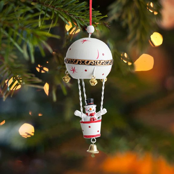 OEFNTAC Decorations Iron Painted Hot Balloon Christmas Tree Deer Snowman Pendant Small Hanging Ornament Vintage Scene Festive Holiday Decor 6.49x2.16in Xmas Decorations