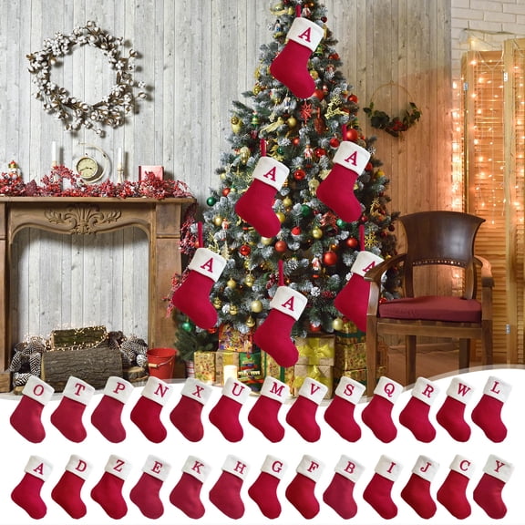OEFNTAC Decorations Knitted Hosiery Wool Hosiery Embroidered Letter Children's Candy Gift Bag Christmas Stocking Gift Bag Halloween