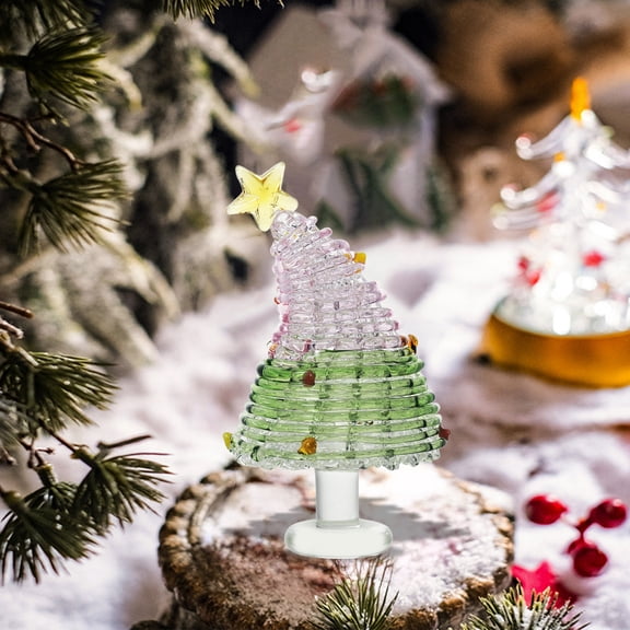 OEFNTAC Decorations Mini Christmas Tree Glass Ornaments Figurines 6.6cm Christmas
