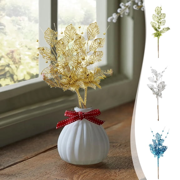 OEFNTAC Decorations Powder Decoration Christmas Branch Plug-In Artificial Simulation Green White e Tree Arrangement Holiday Floral Cuttings Realistic 16.9in Outdoor Christmas Decorations