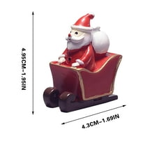 OEFNTAC Decorations Santa Claus Reindeer Sleigh Miniature Doll Christmas Deer Standing Holiday Table Decor Resin Ornament Gift 4.95cm Christmas Decorations