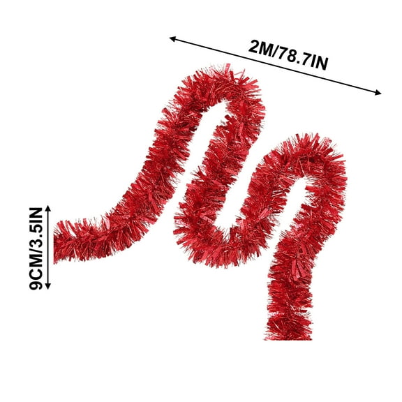 OEFNTAC Decorations Shining Christmas Wreath Wall Hanging Ornament Pendant Vintage Holiday Decor Festival Party Accessory Strip Style 2m Christmas Tree Decorations