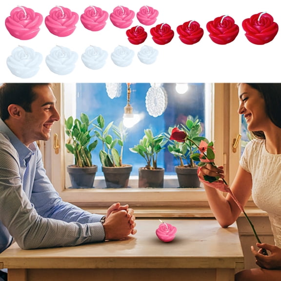 OEFNTAC Decorations Valentine's Day Heart Aromatherapy Candle Rose Scent Soy Wax Romantic Home Decor Party Table Centerpiece Relaxation Present Women Office Gift 2.5x2.1in