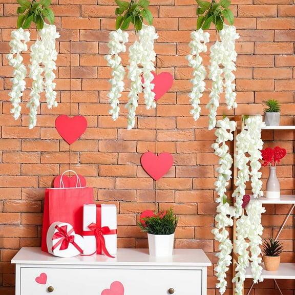 OEFNTAC Decorative Simulation Flowers Rattan Wall Hanging 21.65in Artificial Arrangement Valentines Day Home Festive Decor Scene Photography Background Wedding Party Lifelike Realistic