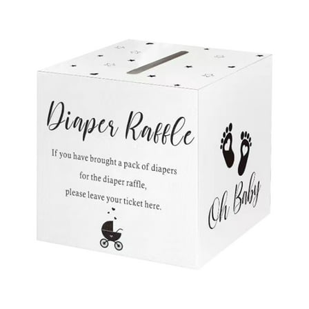 OEFNTAC Diaper Raffle Box Kit, 7.5in Cardboard Box with 50 Tickets for Baby Shower Gender Reveal, Easy-Write Cards Table Centerpiece Game Halloween Party Decorations