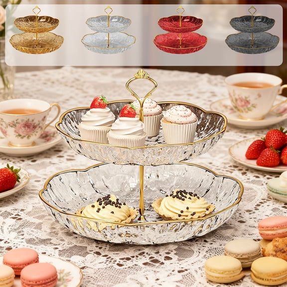 OEFNTAC Double Layered Fruit Plate Upscale Household Snack Serving Tray Living Room Coffee Table Candy Bowl Modern Durable Multipurpose Party Gift Useful 9.45 In