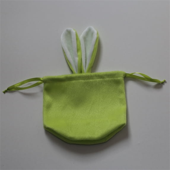OEFNTAC Easter Bunny Drawstring Velvet Bag Plush Gift Bag with Cute Ears for Candy Packing Easter Decor Party Favor