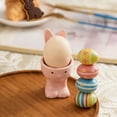 thumbnail image 1 of OEFNTAC Easter Egg Holder Ceramic Bunny Cup Compact Safe Tabletop Accessory Glossy Finish Home Dessert Holder Decorative Tray Raised Edge Spring Holiday Party Storage Organizer 4x2.4in, 1 of 7