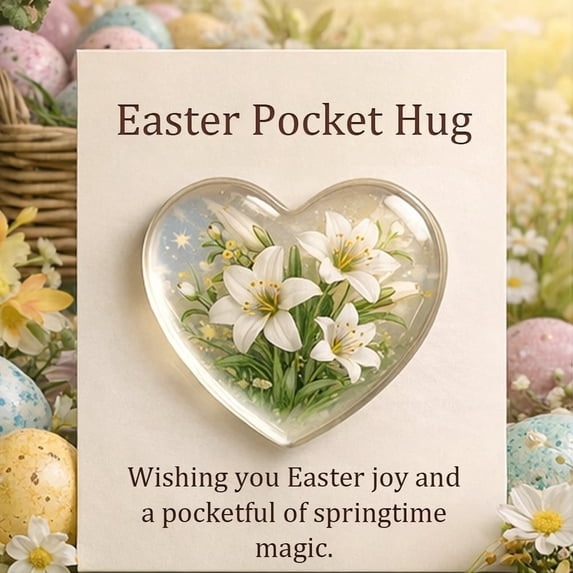OEFNTAC Easter Pocket Heart Ornament Set Greeting Card Mini Decor Kids Holiday Festive Keepsake Spring Bunny Chick Flower Easter Celebration Sentimental Portable Kids Gift Classroom Trendy