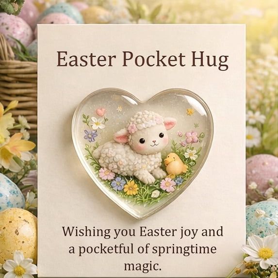 OEFNTAC Easter Pocket Heart Ornament Set Greeting Card Mini Decor Kids Holiday Festive Keepsake Spring Bunny Chick Flower Easter Celebration Sentimental Portable Kids Gift Classroom Trendy