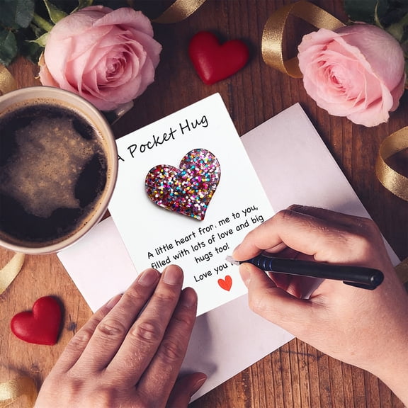OEFNTAC English Pocket Card Motivational Blessings Glitter Heart Holiday Gift Material Sturdy Plastic Size Compact Plan Better Meaningful Gift Card Occasion Valentine Romance Inspirational Gift