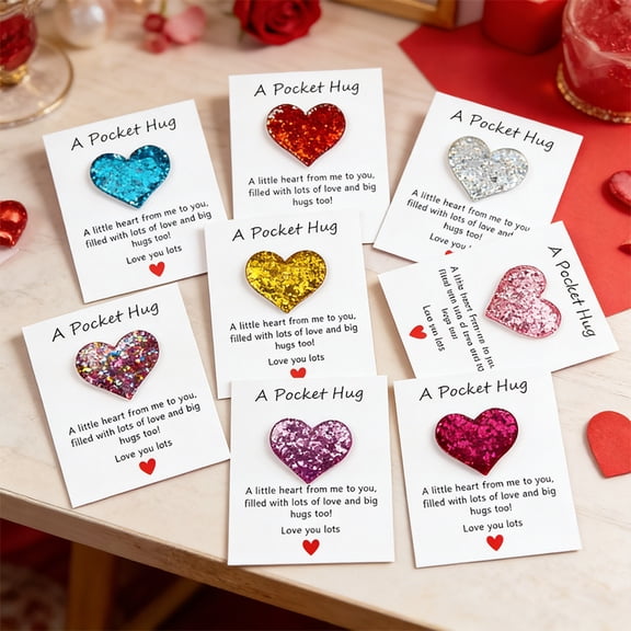 OEFNTAC English Pocket Card Motivational Blessings Glitter Heart Holiday Gift Material Sturdy Plastic Size Compact Plan Better Meaningful Gift Card Occasion Valentine Romance Inspirational Gift