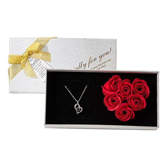OEFNTAC Everlasting Rose Gift Box Necklace Jewelry Romantic Proposal Birthday Present for Wife Girlfriend Women Girls Keepsake Flower Box Christmas Anniversary Flexible Occasions Lasting Beauty