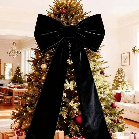 OEFNTAC Extra Large Christmas Bow Topper 20in Fabric Velvet Ribbon Gift Fire Mantle Tree Staircase Holiday Party Residences Event Celebration Durable Storage