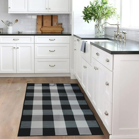 OEFNTAC Fall Outdoor Rug Orange Plaid Outdoor Rug Cotton Hand-Woven Check Rug Layered Doormats for Front Door Front Porch Farmhouses Entryway Patio 23.6''x 35.4''