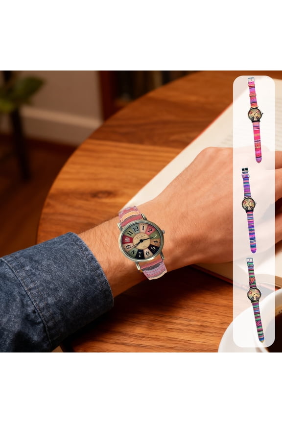 Fashion Daily Accessories Watch Easy Read Color Strap Arabic Numerals Adjustable Band Classic Analog Design for Men Women Full Glass Face Comfortable Fit Modern Style 10.63in