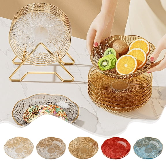 OEFNTAC Flower Shape Serving Tray with Detachable Drain Plate 6 Inch Plastic Snack Fruit Dessert Platter for Party