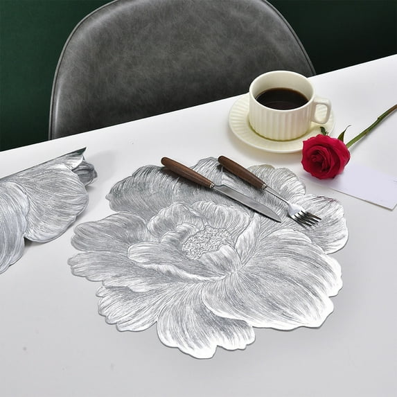 OEFNTAC Flower Table Mat PVC Stamping Waterproof Non Slip Heat Resistant Elegant Dining Table Protector 14.96x14.96in Kitchen Restaurant Home Decor Versatile