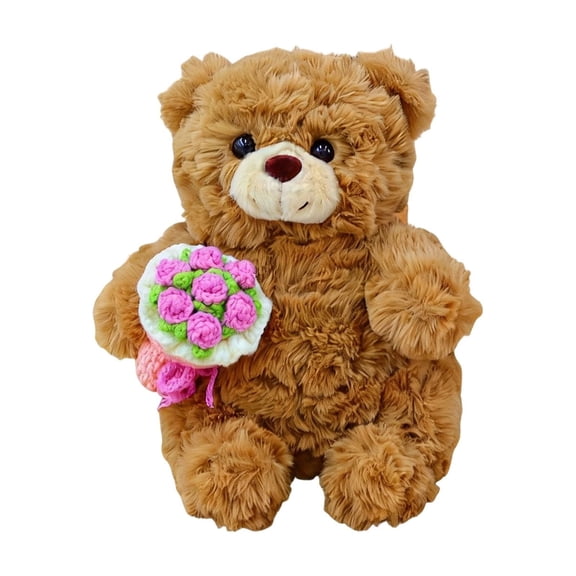 OEFNTAC Flower Teddy Bear Love Series Pillow Comfortable Support Hugging Flower Teddy Bear Love Series Pillow Soft Pleasant Material Cute Pleasant Appearance Versatile Use Valentine Romance Pillow
