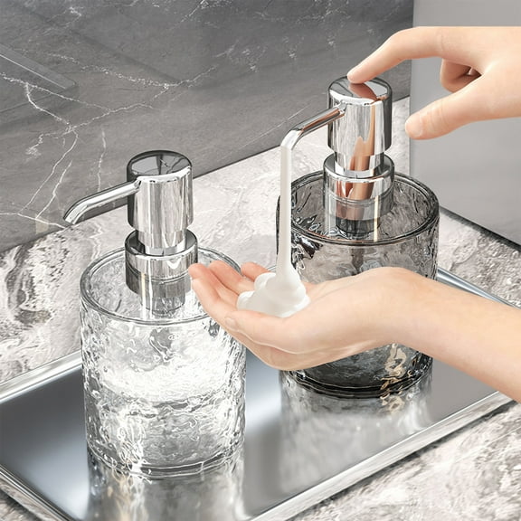 OEFNTAC Foaming Soap Dispenser Bathroom Kitchen Pump Bottle Refillable Body Wash Hand Soap Shampoo Lotion Clear Plastic Modern Easy Clean 5.7x2.95x2.95in