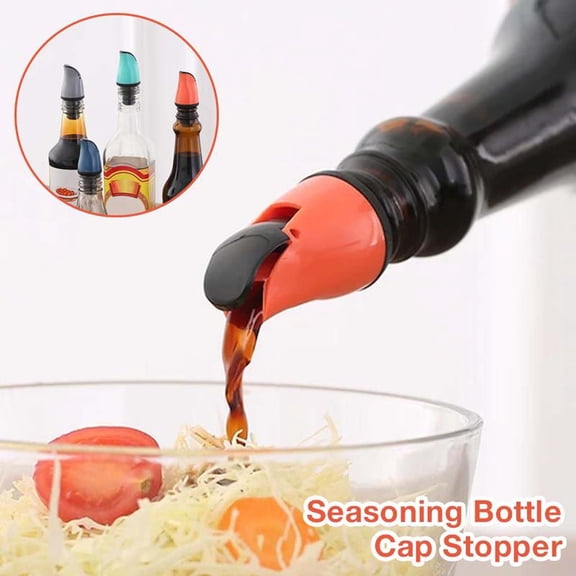 OEFNTAC Food Grade Oil Bottle Stopper Lid Automatic Opening Seasoning Cap ABS Silicon Leakproof Push-In Universal Fit Easy Clean Dispenser for Olive Oil Vinegar 7x3.5cm
