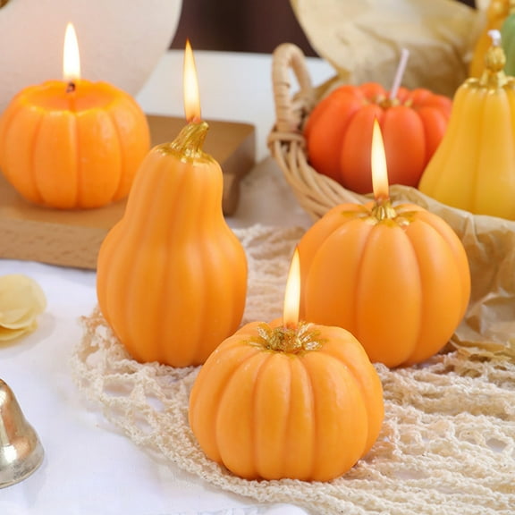 OEFNTAC Halloween pumpkin scented candle handmade soy wax realistic pumpkin shaped aromatherapy home decor photo prop ambient gift 3.42x2.16in