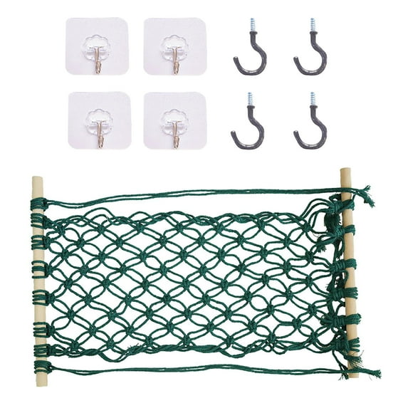 OEFNTAC Hand-Woven Rope Fruit Hanging Basket Modern Boho Wind Net Pocket Kitchen Organizer Under Cabinet Space Saver Vegetable Toy Holder Unique Durable Gift 19x12in