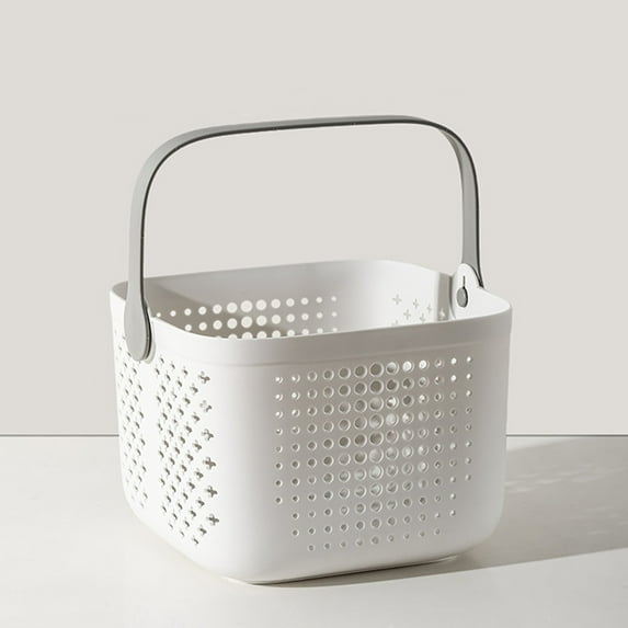 OEFNTAC Handheld Bath Basket Bathroom Storage Caddy Hollow Drain Organizer Thickened Plastic Square 8.9x8.3x6.5in