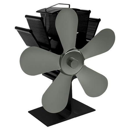 OEFNTAC Heat-Powered Stove Fan 5 Blades Fireplace Wood Stove Top Thermal Electric No Battery Eco-Friendly Aluminum 180-210CFM Large Volume Room Circulation 165x115x195mm