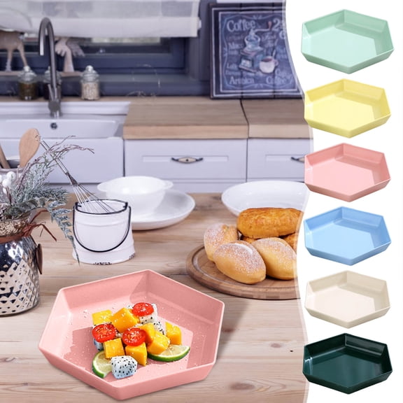 OEFNTAC Hexagonal Fruit Tray Large Capacity Serving Platter for Living Room Coffee Table Candy Snack Dish 22.5x19.5x3.5cm