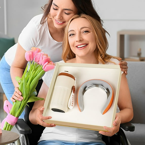 OEFNTAC Holiday Gift Set Stainless Steel Coffee Cup Digital Display Neck Massager Christmas Present 1 Set