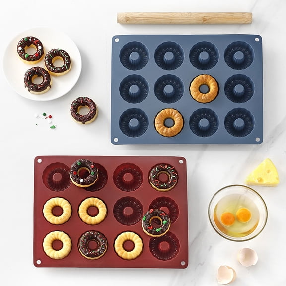 OEFNTAC Home and Kitchen 12-Link Donut Mould Non-Stick Tray High Temperature Baking Easy Handle Kitchen Multi-Purpose Cake Biscuit Macaroon Pan 12.99x9.84x1.06in