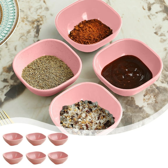 OEFNTAC Home and Kitchen 6PC 4in Square Seasoning Plates Wheat Straw Sauce Plates Boxed Set for Condiments Appetizer Snack Dipping Plates Home Kitchen