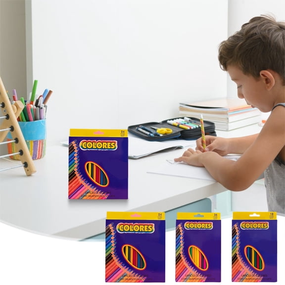 OEFNTAC Home and Kitchen Wooden Colored Pencil Set 18/24/36 Colors Boxed Kids Sketch Art Supplies Safe Non-Toxic Pigment Core for Drawing DIY Gift Multicolor 20x13cm